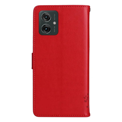 KT Imprinting Flower Series-3 For Motorola Moto G55 5G Case Cat Tree Pattern Flip Leather Phone Cover