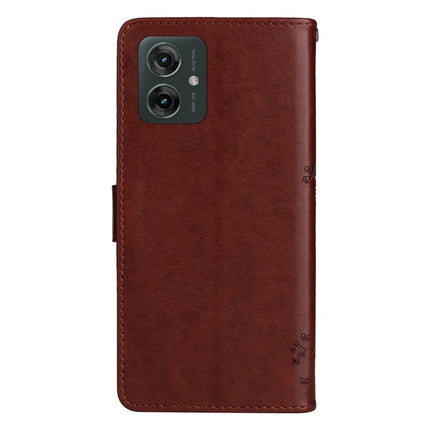 KT Imprinting Flower Series-3 For Motorola Moto G55 5G Case Cat Tree Pattern Flip Leather Phone Cover