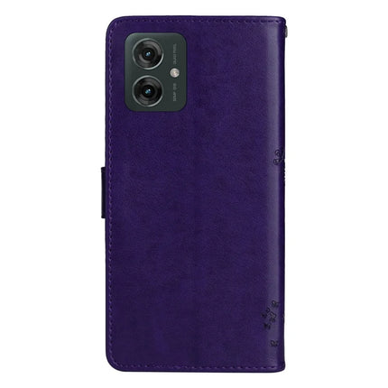 KT Imprinting Flower Series-3 For Motorola Moto G55 5G Case Cat Tree Pattern Flip Leather Phone Cover