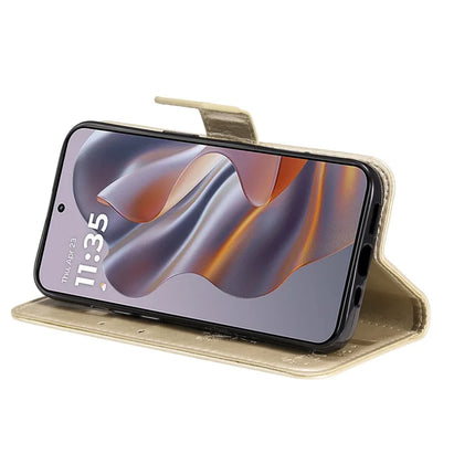 KT Imprinting Flower Series-3 For Motorola Moto G55 5G Case Cat Tree Pattern Flip Leather Phone Cover