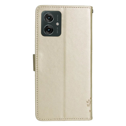 KT Imprinting Flower Series-3 For Motorola Moto G55 5G Case Cat Tree Pattern Flip Leather Phone Cover