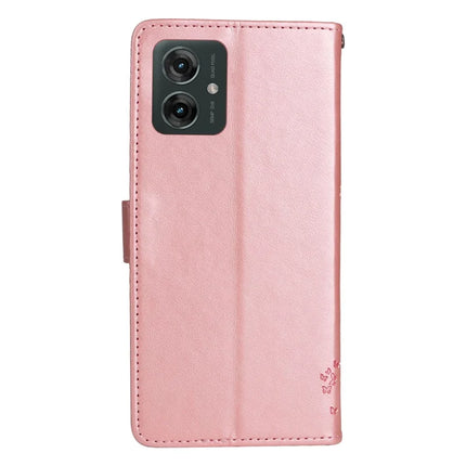 KT Imprinting Flower Series-3 For Motorola Moto G55 5G Case Cat Tree Pattern Flip Leather Phone Cover