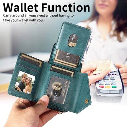 For iPhone 16 Pro Max Case Card Holder Leather + TPU Phone Cover with Long Shoulder Strap