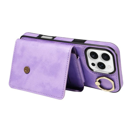 For iPhone 16 Pro Max Case Card Holder Leather + TPU Phone Cover with Long Shoulder Strap