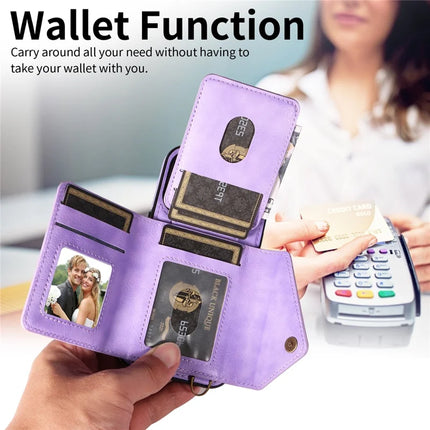 For iPhone 16 Pro Max Case Card Holder Leather + TPU Phone Cover with Long Shoulder Strap