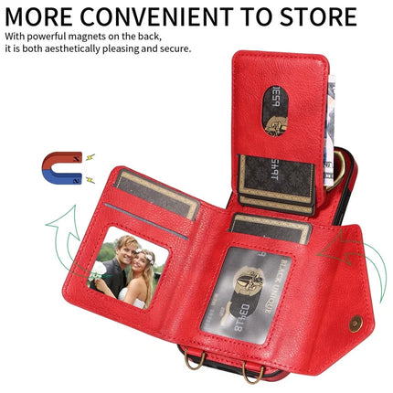 For iPhone 16 Pro Max Case Card Holder Leather + TPU Phone Cover with Long Shoulder Strap