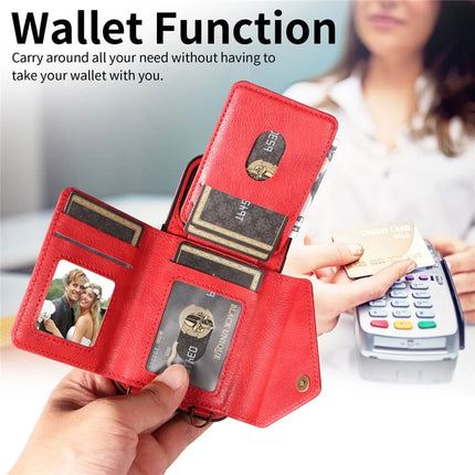 For iPhone 16 Pro Max Case Card Holder Leather + TPU Phone Cover with Long Shoulder Strap