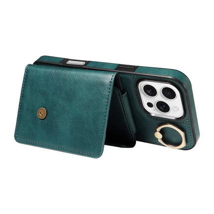 For iPhone 16 Pro Case Card Holder Leather + TPU Phone Cover with Long Shoulder Strap