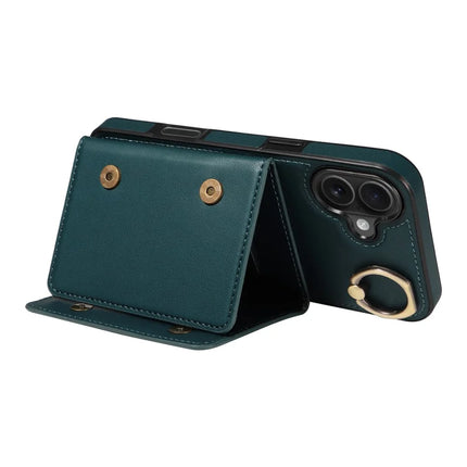 For iPhone 16 Plus Case Leather Crossbody Phone Cover Card Holder Kickstand