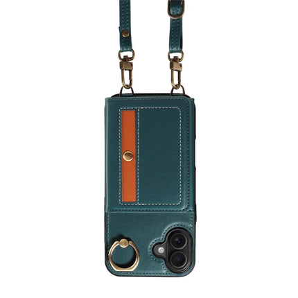For iPhone 16 Plus Case Leather Crossbody Phone Cover Card Holder Kickstand