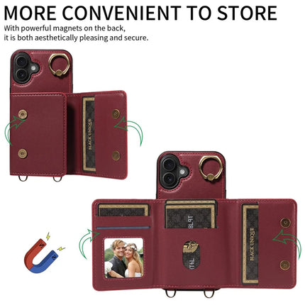 For iPhone 16 Plus Case Leather Crossbody Phone Cover Card Holder Kickstand