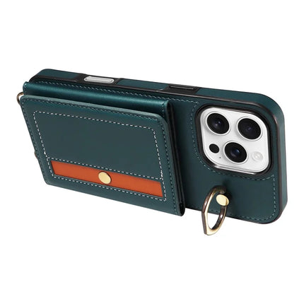 For iPhone 16 Pro Max Case Leather Crossbody Phone Cover Card Holder Kickstand