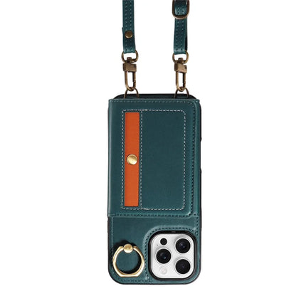 For iPhone 16 Pro Max Case Leather Crossbody Phone Cover Card Holder Kickstand