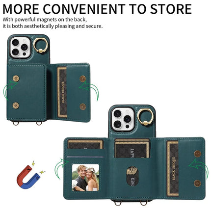 For iPhone 16 Pro Max Case Leather Crossbody Phone Cover Card Holder Kickstand