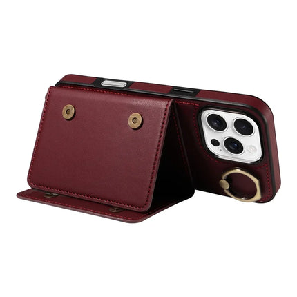 For iPhone 16 Pro Max Case Leather Crossbody Phone Cover Card Holder Kickstand