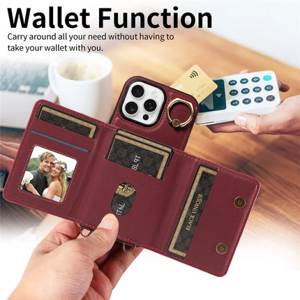 For iPhone 16 Pro Max Case Leather Crossbody Phone Cover Card Holder Kickstand