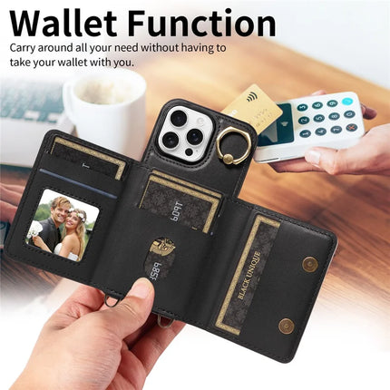 For iPhone 16 Pro Max Case Leather Crossbody Phone Cover Card Holder Kickstand