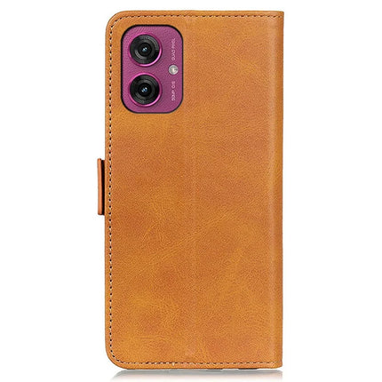 For Motorola Moto G55 5G Case Stand Cowhide Texture PU Leather Phone Cover