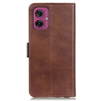 For Motorola Moto G55 5G Case Stand Cowhide Texture PU Leather Phone Cover