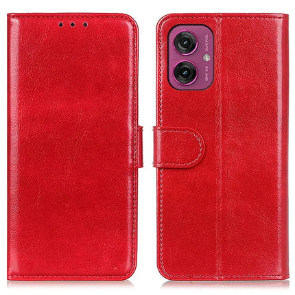 For Motorola Moto G55 5G Case Crazy Horse Texture PU Leather Phone Stand Cover - Red