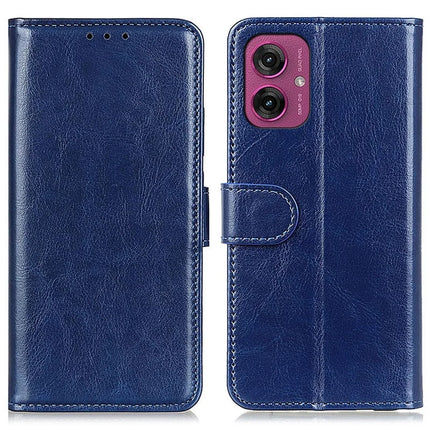 For Motorola Moto G55 5G Case Crazy Horse Texture PU Leather Phone Stand Cover - Blue