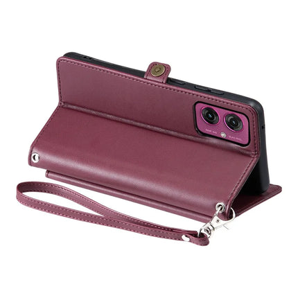 For Motorola Moto G55 5G Leather Case Wallet Stand Phone Cover with Straps