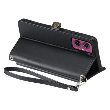 For Motorola Moto G55 5G Leather Case Wallet Stand Phone Cover with Straps
