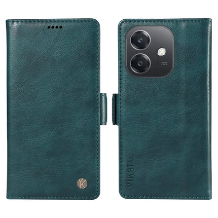 YIKATU YK-007 For Oppo A3x 4G / 5G (India) / A3 4G / 5G / A60 5G / A40 4G / A40M 4G Case Side Buckle PU Leather Phone Cover Litchi Texture - Blue