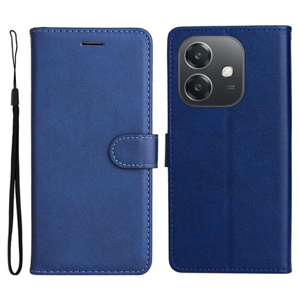 For Oppo A3x 4G / 5G (India) / A3 4G / 5G / A60 5G / A40 4G / A40M 4G Case Solid Color Leather Mobile Cover Wallet Stand with Strap - Blue