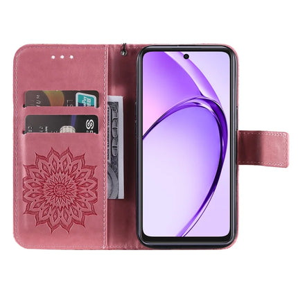 KT Imprinting Flower Series-1 For Oppo A3x 4G / 5G (India) / A3 4G / 5G / A60 5G / A40 4G / A40M 4G Case Sunflower Leather Wallet Phone Cover