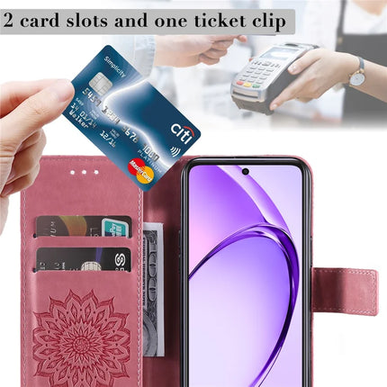 KT Imprinting Flower Series-1 For Oppo A3x 4G / 5G (India) / A3 4G / 5G / A60 5G / A40 4G / A40M 4G Case Sunflower Leather Wallet Phone Cover