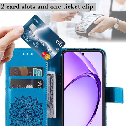 KT Imprinting Flower Series-1 For Oppo A3x 4G / 5G (India) / A3 4G / 5G / A60 5G / A40 4G / A40M 4G Case Sunflower Leather Wallet Phone Cover