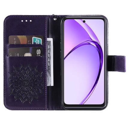 KT Imprinting Flower Series-1 For Oppo A3x 4G / 5G (India) / A3 4G / 5G / A60 5G / A40 4G / A40M 4G Case Sunflower Leather Wallet Phone Cover
