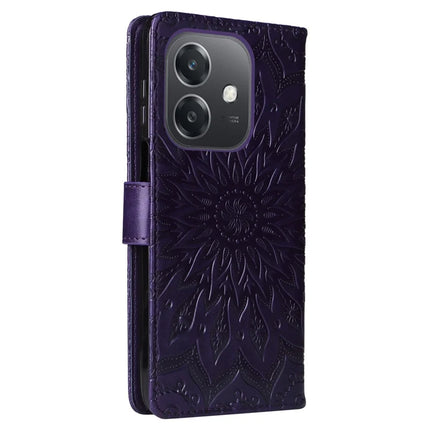 KT Imprinting Flower Series-1 For Oppo A3x 4G / 5G (India) / A3 4G / 5G / A60 5G / A40 4G / A40M 4G Case Sunflower Leather Wallet Phone Cover