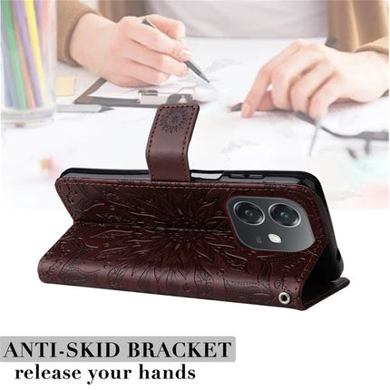 KT Imprinting Flower Series-1 For Oppo A3x 4G / 5G (India) / A3 4G / 5G / A60 5G / A40 4G / A40M 4G Case Sunflower Leather Wallet Phone Cover