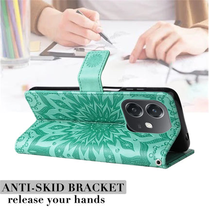 KT Imprinting Flower Series-1 For Oppo A3x 4G / 5G (India) / A3 4G / 5G / A60 5G / A40 4G / A40M 4G Case Sunflower Leather Wallet Phone Cover