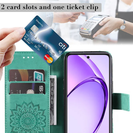 KT Imprinting Flower Series-1 For Oppo A3x 4G / 5G (India) / A3 4G / 5G / A60 5G / A40 4G / A40M 4G Case Sunflower Leather Wallet Phone Cover