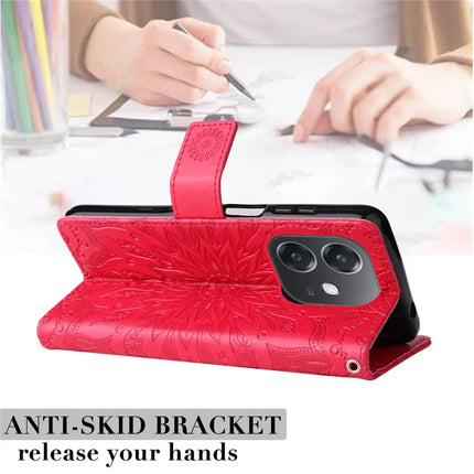 KT Imprinting Flower Series-1 For Oppo A3x 4G / 5G (India) / A3 4G / 5G / A60 5G / A40 4G / A40M 4G Case Sunflower Leather Wallet Phone Cover