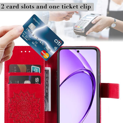 KT Imprinting Flower Series-1 For Oppo A3x 4G / 5G (India) / A3 4G / 5G / A60 5G / A40 4G / A40M 4G Case Sunflower Leather Wallet Phone Cover