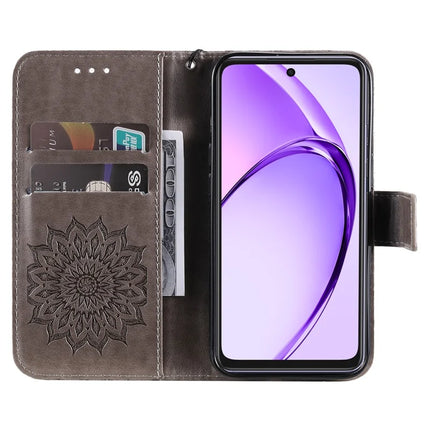 KT Imprinting Flower Series-1 For Oppo A3x 4G / 5G (India) / A3 4G / 5G / A60 5G / A40 4G / A40M 4G Case Sunflower Leather Wallet Phone Cover
