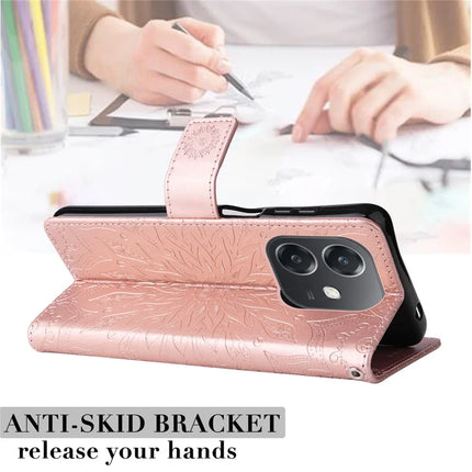 KT Imprinting Flower Series-1 For Oppo A3x 4G / 5G (India) / A3 4G / 5G / A60 5G / A40 4G / A40M 4G Case Sunflower Leather Wallet Phone Cover