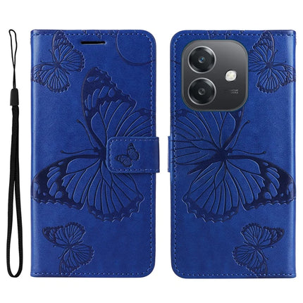 KT Imprinting Flower Series-2 For Oppo A3x 4G / 5G (India) / A3 4G / 5G / A60 5G / A40 4G / A40M 4G Case Butterfly Leather Phone Cover - Blue