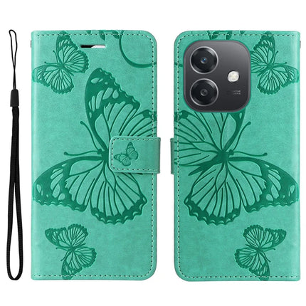 KT Imprinting Flower Series-2 For Oppo A3x 4G / 5G (India) / A3 4G / 5G / A60 5G / A40 4G / A40M 4G Case Butterfly Leather Phone Cover - Green