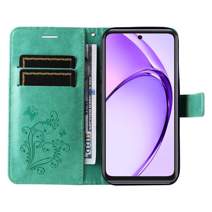 KT Imprinting Flower Series-2 For Oppo A3x 4G / 5G (India) / A3 4G / 5G / A60 5G / A40 4G / A40M 4G Case Butterfly Leather Phone Cover