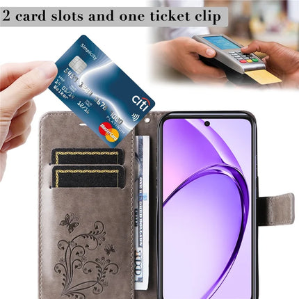 KT Imprinting Flower Series-2 For Oppo A3x 4G / 5G (India) / A3 4G / 5G / A60 5G / A40 4G / A40M 4G Case Butterfly Leather Phone Cover