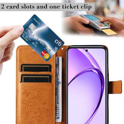 KT Imprinting Flower Series-2 For Oppo A3x 4G / 5G (India) / A3 4G / 5G / A60 5G / A40 4G / A40M 4G Case Butterfly Leather Phone Cover