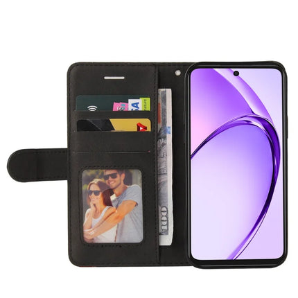 For Oppo A3x 4G / 5G (India) / A3 4G / 5G / A60 5G / A40 4G / A40M 4G Leather Case Wallet Stand Color Splicing Phone Cover