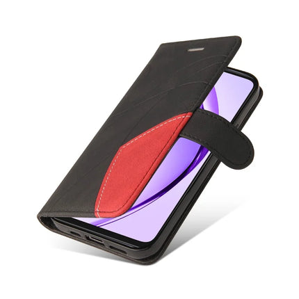 For Oppo A3x 4G / 5G (India) / A3 4G / 5G / A60 5G / A40 4G / A40M 4G Leather Case Wallet Stand Color Splicing Phone Cover