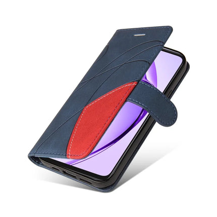 For Oppo A3x 4G / 5G (India) / A3 4G / 5G / A60 5G / A40 4G / A40M 4G Leather Case Wallet Stand Color Splicing Phone Cover