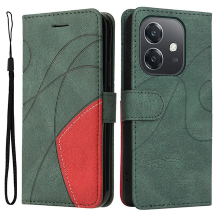 For Oppo A3x 4G / 5G (India) / A3 4G / 5G / A60 5G / A40 4G / A40M 4G Leather Case Wallet Stand Color Splicing Phone Cover  - Green